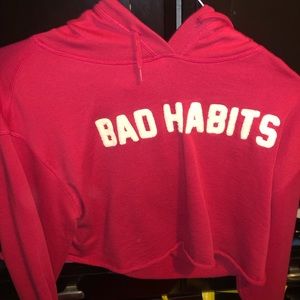 red cropped hoodie